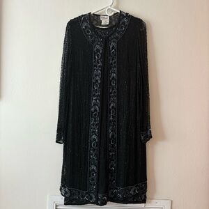 Stenay Elegant Black Beaded Silk Dress